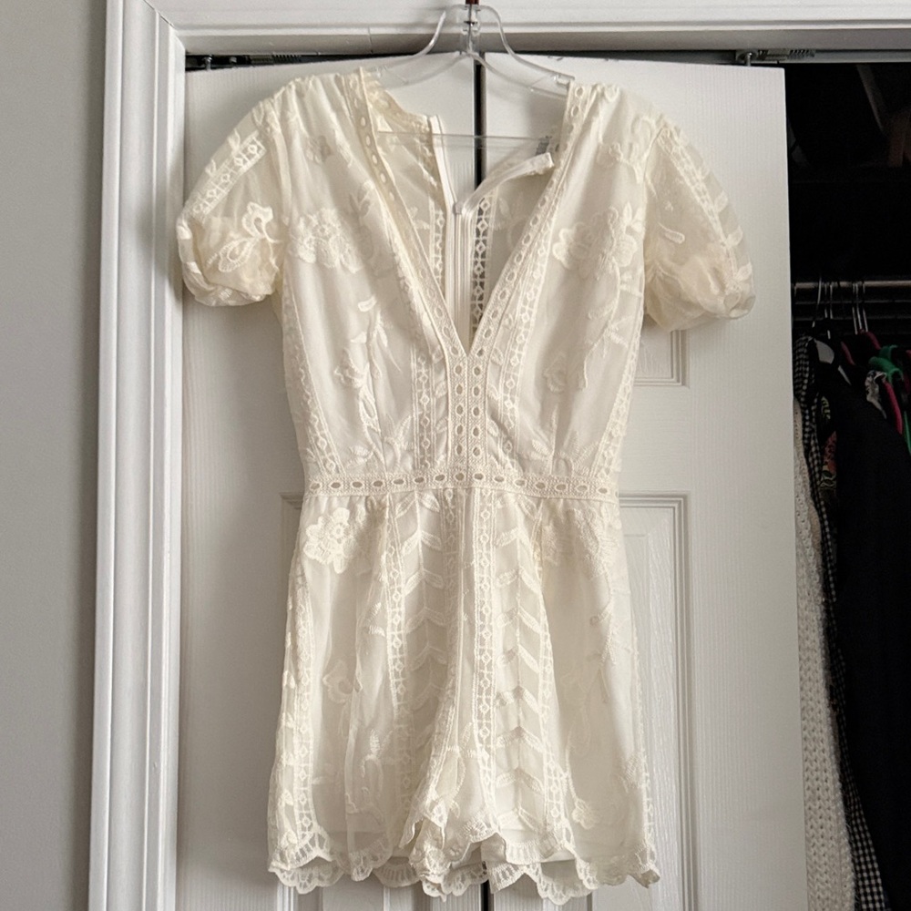 Socialite White Lace Romper